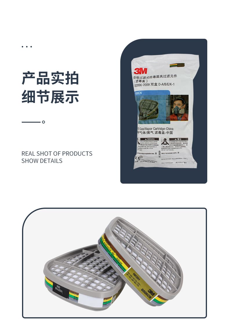 3M 6006CN 滤毒盒 （有机蒸气、氯气、二氧化氯、氯化氢、二氧化硫、氟化氢、 硫化氢、氨气、甲胺、甲醛）